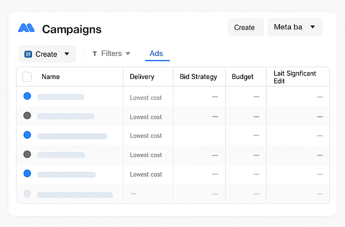 Campaigns list mockup
